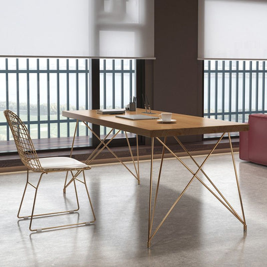 Rechteckiger Büroschreibtisch aus massivem Holz 29,53 Zoll großer Schreibtisch mit Haarnadelbasis