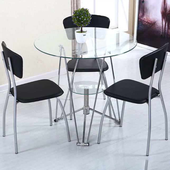 Contemporary Round Dining Room Table Tempered Glass Table with Pedestal Table Clearhalo ' dining_table' 'Dining Tables & Seating' 'Dining Tables' 'furn' 'furn_dining_table' 'Furniture' 'furniture_dining_table' 'Kitchen & Dining Furniture' 'kitchen&dining_furn' 'kitchen' 'kitchen_dining_table' 1200x1200_98f0e533-4000-45fe-9589-4636b97f2065