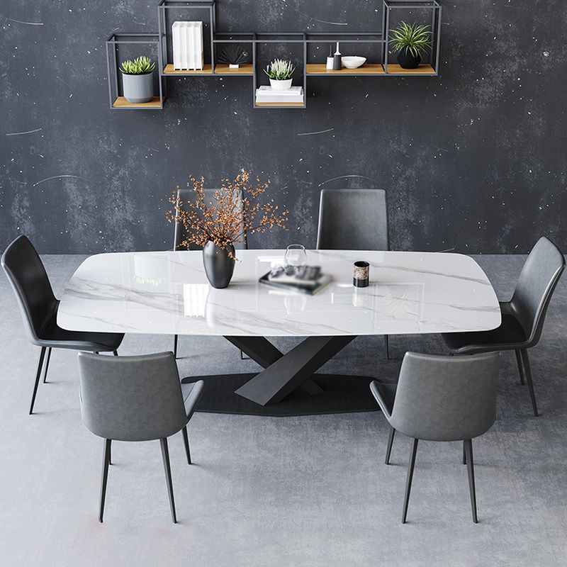 Designer Style 1/5/7 Pieces Dining Set Sintered Stone Dining Table with Leather Chairs Clearhalo 'Dining Room Sets' 'Dining Tables & Seating' 'dining_room_set' 'furn' 'furn_dining_room_set' 'Furniture' 'furniture_dining_room_set' 'Kitchen & Dining Furniture' 'kitchen&dining_furn' 'kitchen' 1200x1200_98f11fcd-f606-4443-bddd-4cd2b362a67c