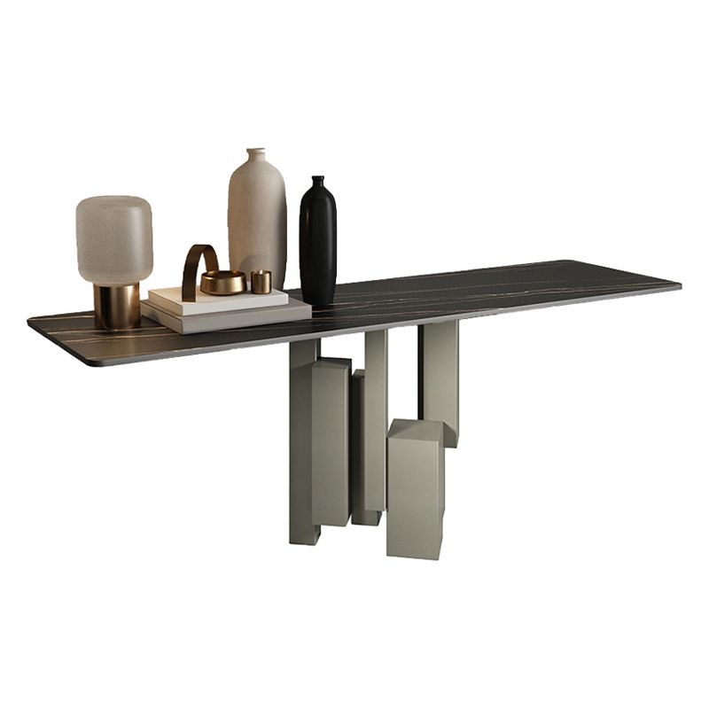 15" Wide Stone Contemporary Console Table Black Rectangle Sofa Table Clearhalo 'Console Tables' 'console_tables' 'Entry & Mudroom Furniture' 'furn' 'furn_console_tables' 'Furniture' 1200x1200_98f1ff9b-e084-4e27-8437-4298526d2c7e