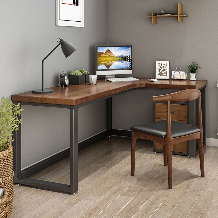Industrial Style Office Desk Brown Home L-Shape Wooden Writing Desk Clearhalo 'furn' 'furn_office_desk' 'Furniture' 'furniture_office_desk' 'Office Desks' 'Office Furniture' 'office_desk' 1200x1200_98f2bca7-2275-49f8-8c96-26775fafeda8