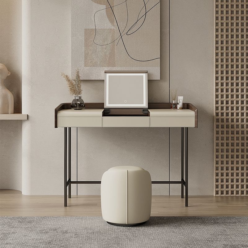 Glam Faux Leather Makeup Vanity Desk Bedroom Vanity Dressing Table