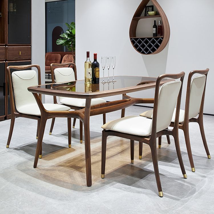 Dining Room Contemporary Walnut Wood Upholstered Solid Back Dining Chair Clearhalo 'Dining Chairs' 'Dining Tables & Seating' 'dining_chair' 'furn' 'furn_dining_chair' 'Furniture' 'Kitchen & Dining Furniture' 1200x1200_98f4ab54-66a9-4089-9bcd-850082dd9e5e