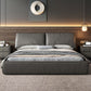 Glam Grey Bed Frame Pine Wood Upholstered Headboard Standard Bed Solid Color