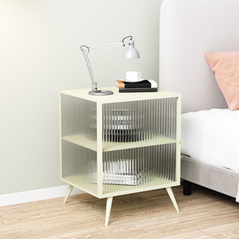 Contemporary Metal Nightstand Lower Shelf Bedside Cabinet with Door for Bedroom Clearhalo 'Bedroom Furniture' 'furn' 'furn_night_stand' 'Furniture' 'night_stand' 'Nightstands' 1200x1200_98f767a0-656f-4553-9bec-1fc93ee6bbca