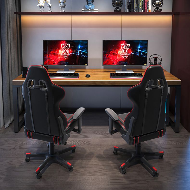 Scrivania rettangolare in legno massello scrivania da gioco industriale con gambe metalliche