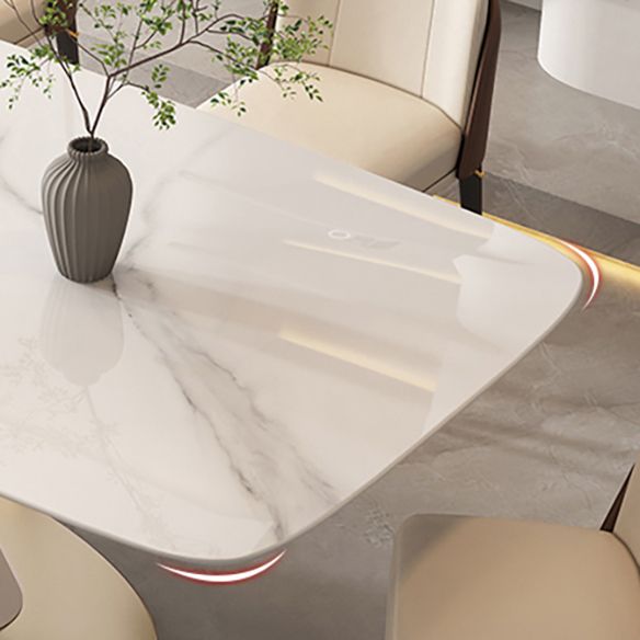 Modern Kitchen Dining Room Set Standard Height with Sintered Stone Top and Pedestal Base Table Set Clearhalo 'Dining Room Sets' 'Dining Tables & Seating' 'dining_room_set' 'furn' 'furn_dining_room_set' 'Furniture' 'furniture_dining_room_set' 'Kitchen & Dining Furniture' 'kitchen&dining_furn' 'kitchen' 1200x1200_98fb1d0d-22a3-41ef-9136-a274a1e75efd