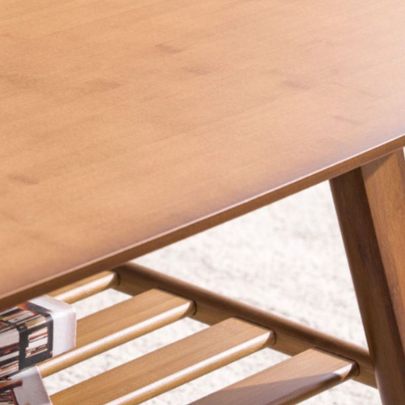 北欧スタイルの長方形の固体木材テーブル4脚ベースコーヒーテーブル