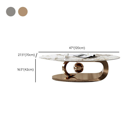 Tavolino top in ardesia glam astratto tavolo da cocktail di caffè ovale