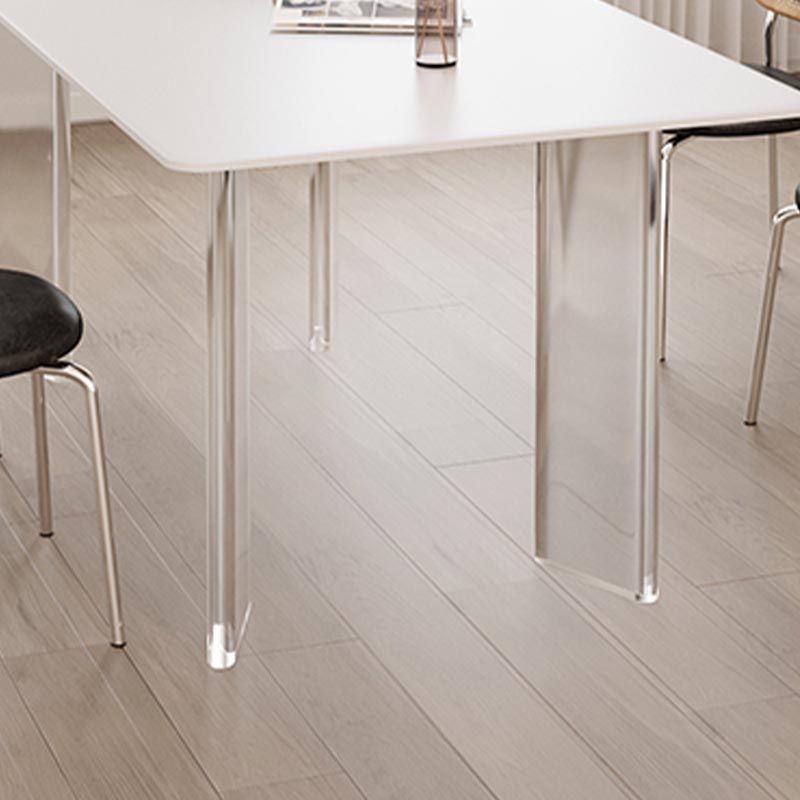 Modern White Dining Set Rectangle 1/2/4/5/7 Stone and Acrylic Pieces Dinette Set Clearhalo 'Dining Room Sets' 'Dining Tables & Seating' 'dining_room_set' 'furn' 'furn_dining_room_set' 'Furniture' 'Kitchen & Dining Furniture' 1200x1200_98fd3f08-ff4f-4f88-b05f-2c3957ad1ef3