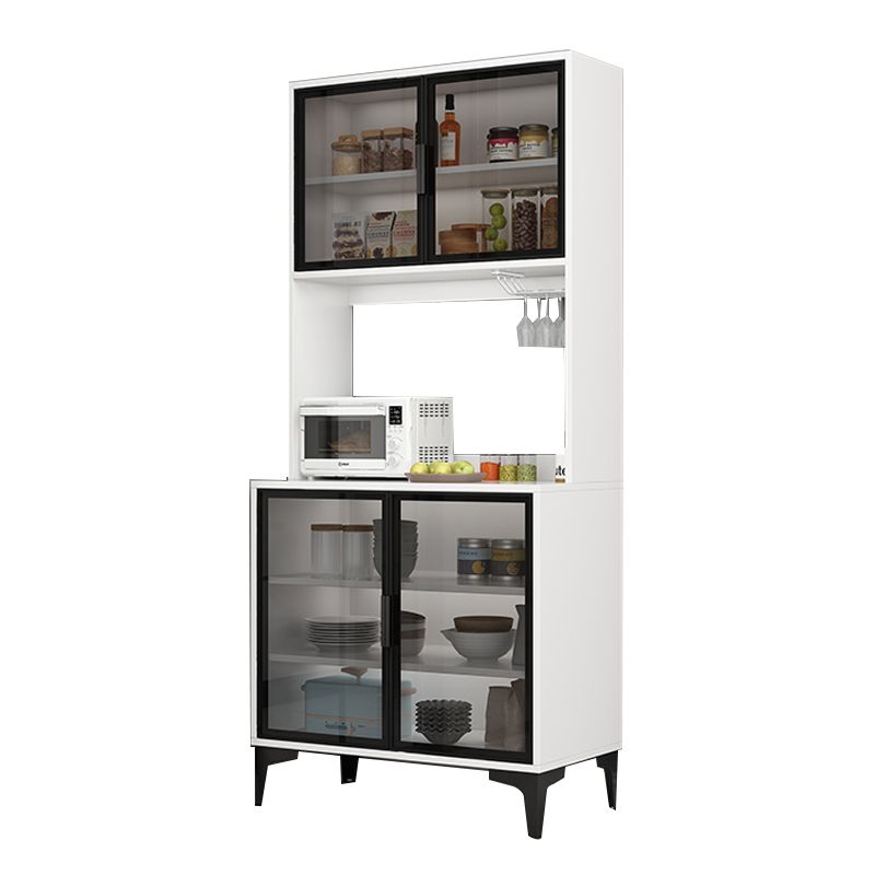 Contemporary Buffet Table Glass Doors Faux Wood Buffet Stand with Doors for Kitchen Clearhalo 'buffet_sideboard' 'Buffets & Sideboards' 'furn' 'furn_buffet_sideboard' 'Furniture' 'Kitchen & Dining Furniture' 1200x1200_99002730-53b4-4e70-b3b4-58c8721289ac