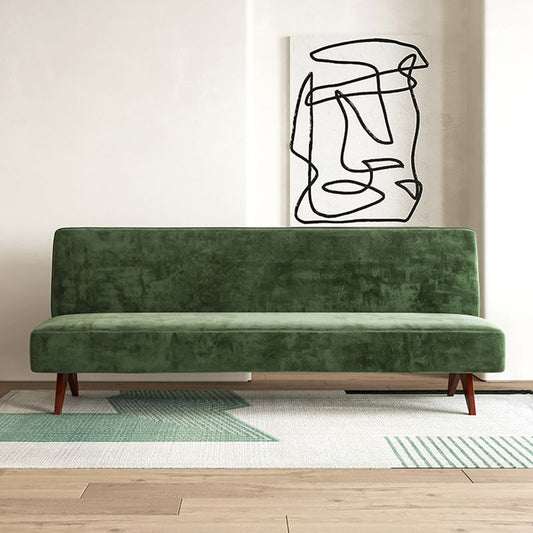 Velvet 31,5-in-H woonkamer Sofa Walnut armloze bank in groen