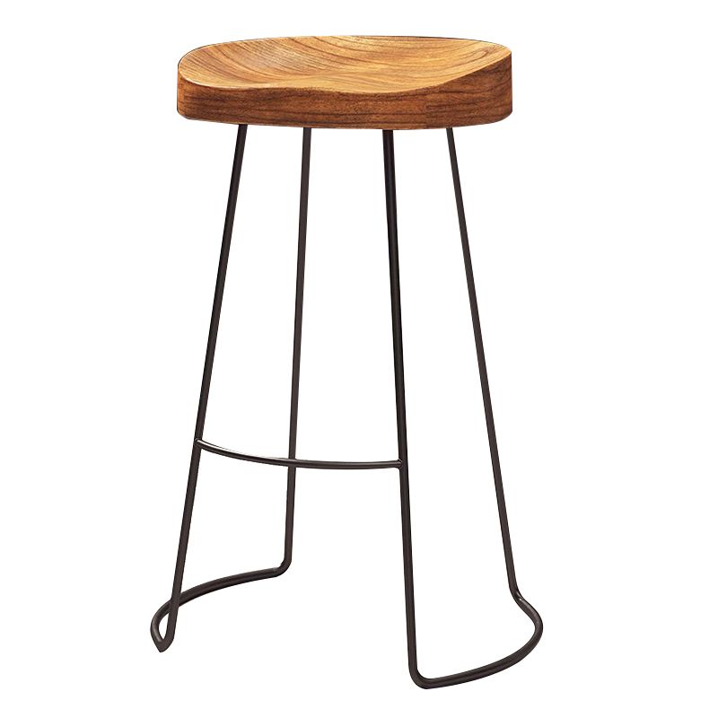 Modern Solid Wood Dining Stools Armless Bar Stools with Metal Base Clearhalo 'Bar Furniture' 'Bar Stools' 'bar_stools' 'furn' 'furn_bar_stools' 'Furniture' 'Kitchen & Dining Furniture' 1200x1200_99028d25-a4df-4d73-a0e4-09b62615ccd3
