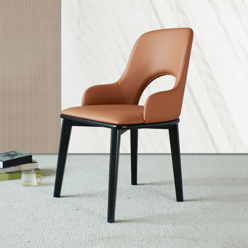 Eigentijdse open achterste eetstoelen armloze zijstoelen met houten benen voor keuken