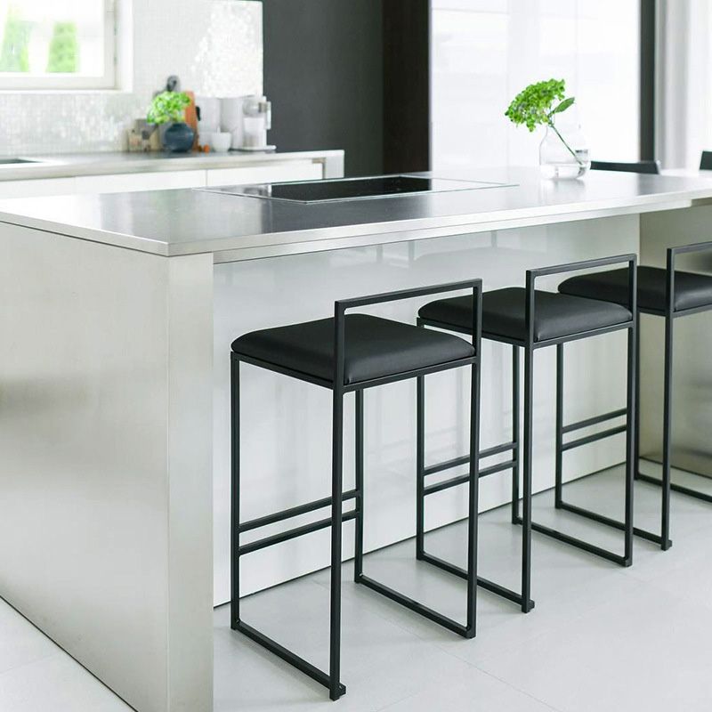 Contemporary Iron Counter Height Stools Low Back Bar Stool with Footrest Clearhalo 'Bar Furniture' 'Bar Stools' 'bar_stools' 'furn' 'furn_bar_stools' 'Furniture' 'Kitchen & Dining Furniture' 1200x1200_99061b25-cda0-427e-a3fe-16072c79225d