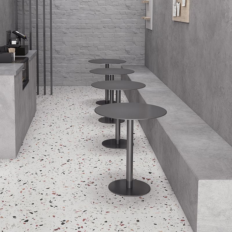 Mesa de comedor redonda de metal con altura de mostrador en mesa de mostrador industrial de acero