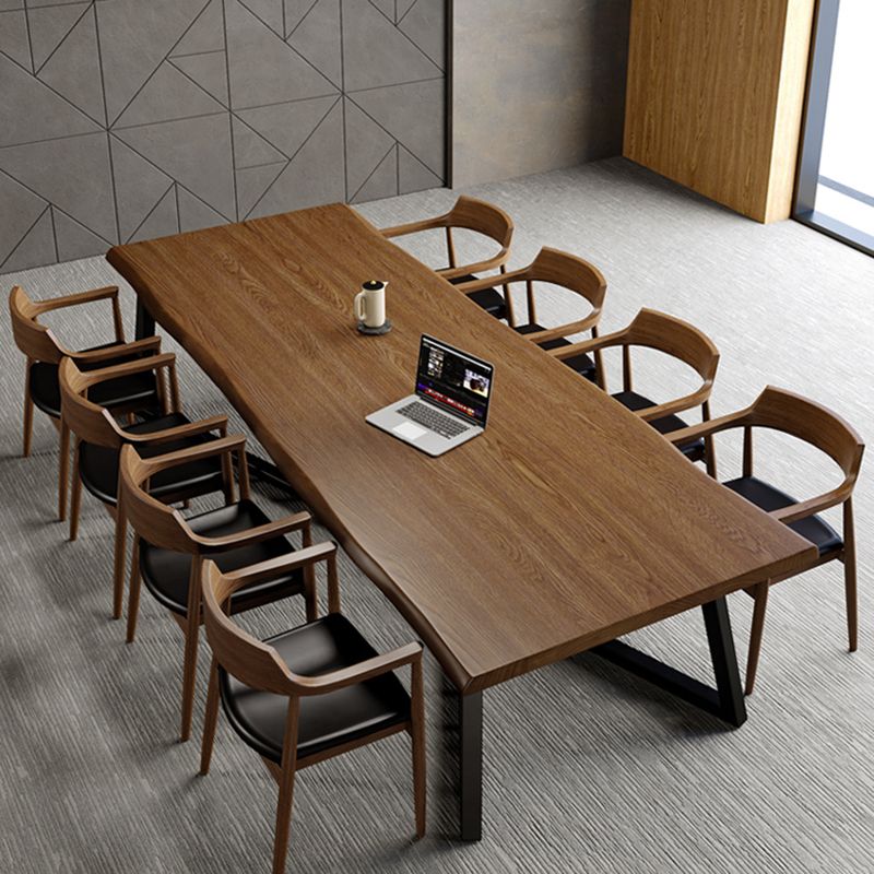 Bureau de bureau en bois massif contemporain 29,53 "Tableau d'écriture avec des jambes en fer