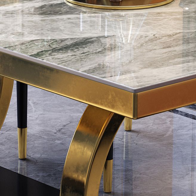 Glam Dinette Table Rectangle Stone Dining Room Table for Home Clearhalo 'Dining Tables & Seating' 'Dining Tables' 'dining_table' 'furn' 'furn_dining_table' 'Furniture' 'Kitchen & Dining Furniture' 1200x1200_9908d112-d2d0-49cf-92c8-c07b8ec3efee
