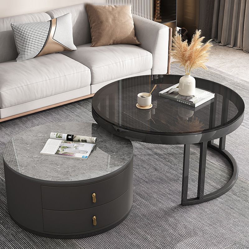 Round Nesting Coffee Table Set Frame Modern Storage Coffee Table Clearhalo 'Coffee & Accent Tables' 'Coffee Tables' 'coffee_tables' 'furn' 'furn_coffee_tables' 'Furniture' 'Living Room Furniture' 1200x1200_9909d6cc-047d-4022-a251-448602e921dd