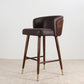 Scandinavian Solid Wood Bar Stool Backrest Counter Stool in Brown