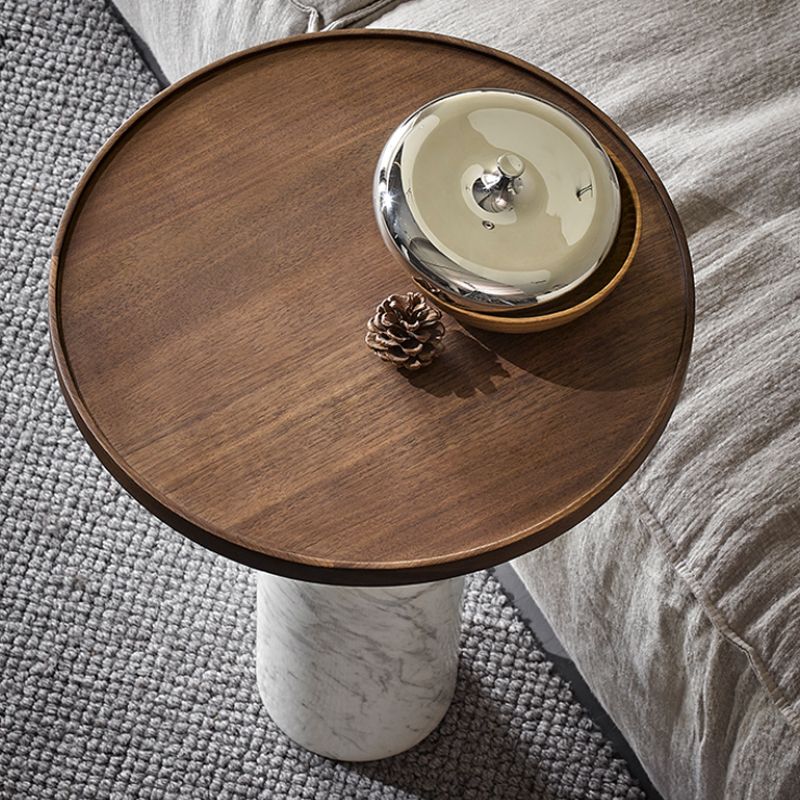 Moderner Akzent -Seitentisch -Sofa runder Sockel Marmor Wohnzimmer Ecktisch