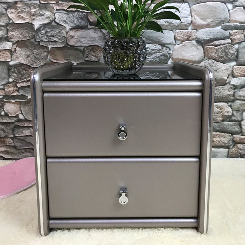 Glasbett Nachttisch zeitgenössischer Nachtschrank mit Schubladen