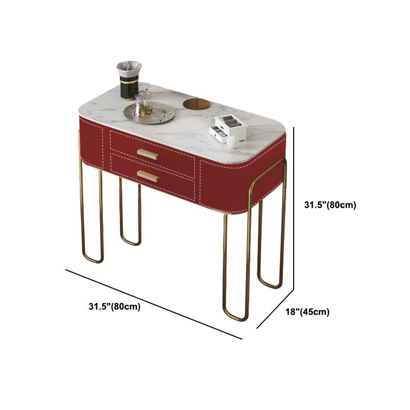 Luxurious Vanity Set 2 Storage Drawers with Mirror & Padded Stool in Red