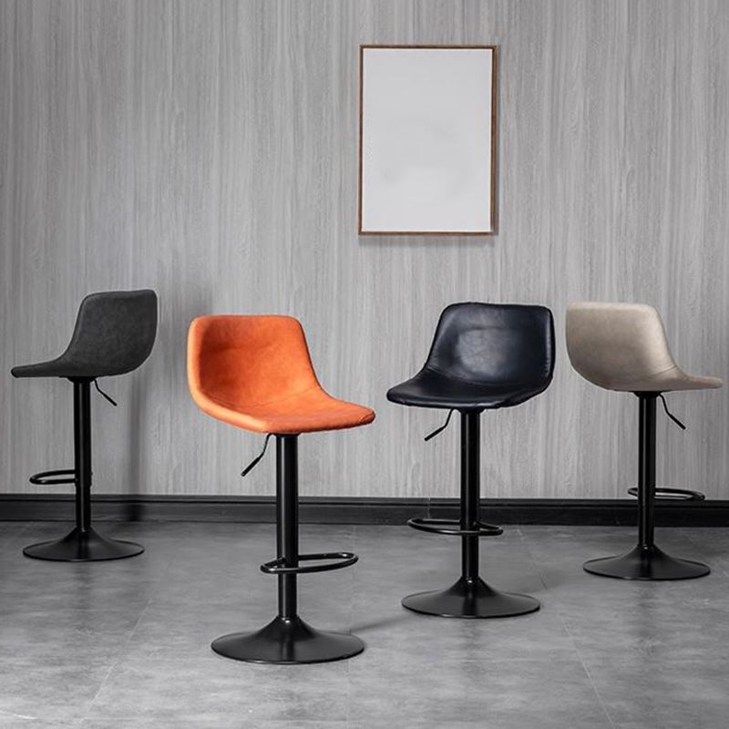 Leather Adjustable Height Stool Scandinavian Stool with Metal Base Clearhalo 'Bar Furniture' 'Bar Stools' 'bar_stools' 'furn' 'furn_bar_stools' 'Furniture' 'Kitchen & Dining Furniture' 1200x1200_99100288-b37e-49b0-8cd5-a04b542f4c30