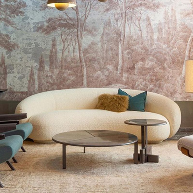 Sofá de forma de luna curva de brazo empotrado contemporáneo para sala de estar para sala de estar