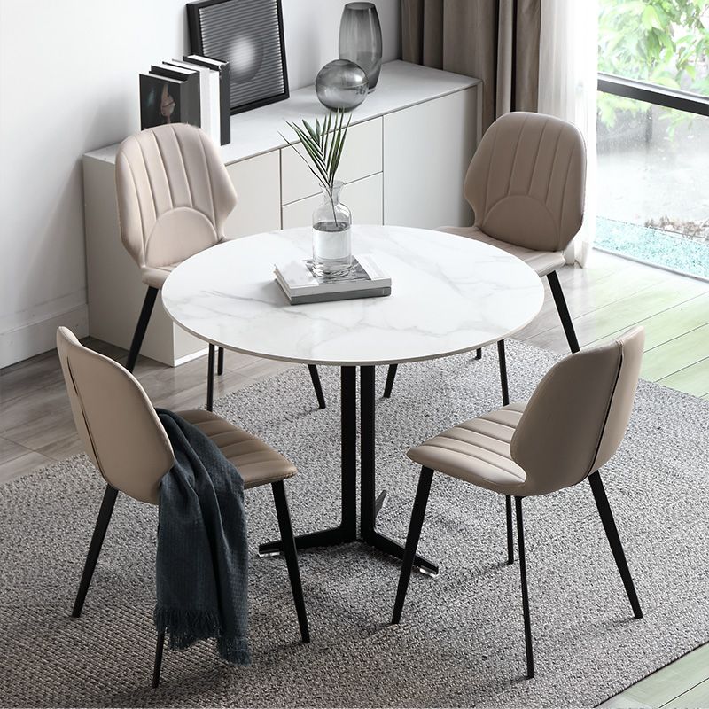White Stone Dining Set for Home 1/4/5 Pieces Modern Round Table Set Clearhalo 'Dining Room Sets' 'Dining Tables & Seating' 'dining_room_set' 'furn' 'furn_dining_room_set' 'Furniture' 'Kitchen & Dining Furniture' 1200x1200_99137c58-77a5-4e2e-9426-4475340dca15
