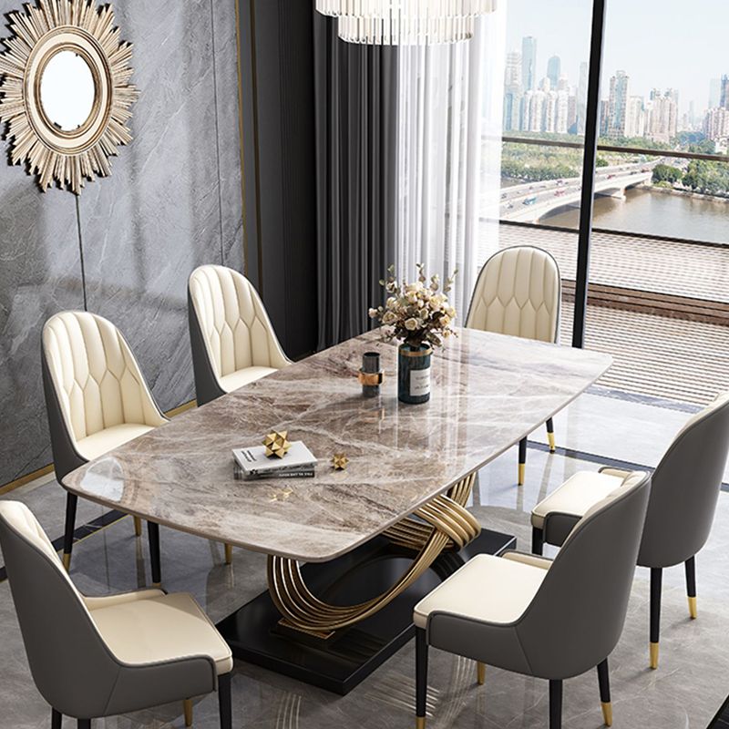 Nordic Glam Rectangle Sintered Stone Table Set 1/4/5/7 Pieces Dining Set Clearhalo 'Dining Room Sets' 'Dining Tables & Seating' 'dining_room_set' 'furn' 'furn_dining_room_set' 'Furniture' 'Kitchen & Dining Furniture' 1200x1200_9913ac86-eab2-4da5-a0d9-cc7e63a51f3f