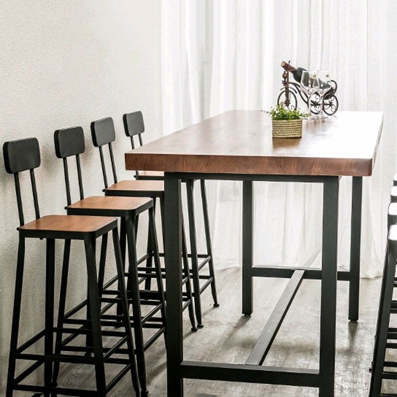 Industrial 1/9 Pieces Bar Table Set Rectangle Pine Wood Counter Table for Cafe Clearhalo 'Bar Furniture' 'furn' 'furn_home_bar_bar_sets' 'Furniture' 'Home Bars & Bar Sets' 'home_bar_bar_sets' 'Kitchen & Dining Furniture' 1200x1200_99142d90-cb24-4540-b394-f917c236216e