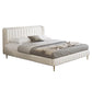 Echt lederen gestoffeerd bedframe crème crème low wingback bed