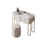 Glam Beige Makeup Dressing Table Stool Set Slate Top Vanity Tables