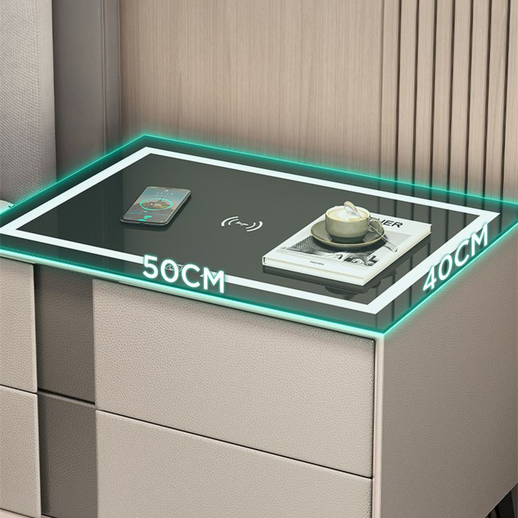 Glas und Holz Nachttisch moderner minimalistischer Nachttisch mit Schubladen