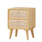 Wicker & Rattan Moderner Nachttisch Massivholz 2-Drawern-Aufbewahrung 22-Zoll-Nachttisch