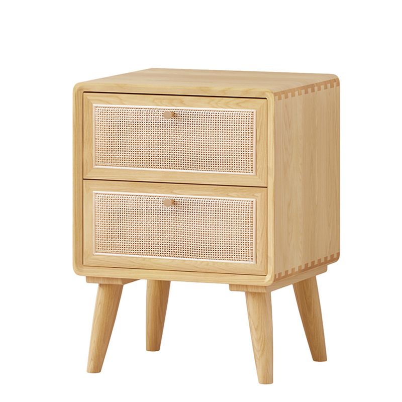 Wicker & Rattan Moderner Nachttisch Massivholz 2-Drawern-Aufbewahrung 22-Zoll-Nachttisch
