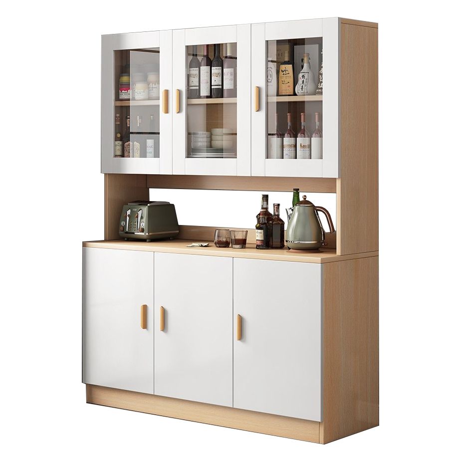 Glass Door Artificial Wood Sideboard Modern Server Cabinet with Storage for Dining Room Clearhalo 'buffet_sideboard' 'Buffets & Sideboards' 'furn' 'furn_buffet_sideboard' 'Furniture' 'Kitchen & Dining Furniture' 1200x1200_991a52ee-818a-4b9f-b69b-fb7e9bddce65