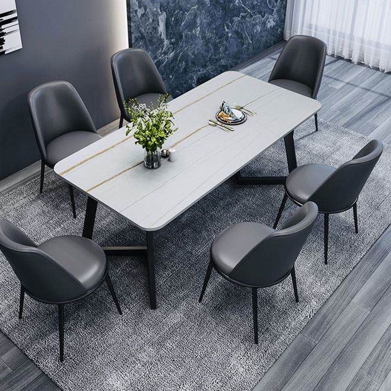 Rectangle Black Base Dining Room Kitchen Table Industrial Fixed Dinner Table Clearhalo 'Dining Tables & Seating' 'Dining Tables' 'dining_table' 'furn' 'furn_dining_table' 'Furniture' 'Kitchen & Dining Furniture' 1200x1200_991aa515-1458-48b0-84e0-4a7219ccaed9
