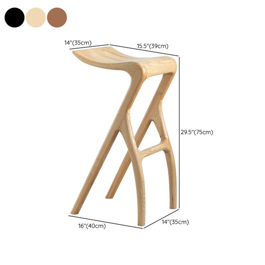 Solid Wood Bar Stool Backrless Counter Stool for Living Room