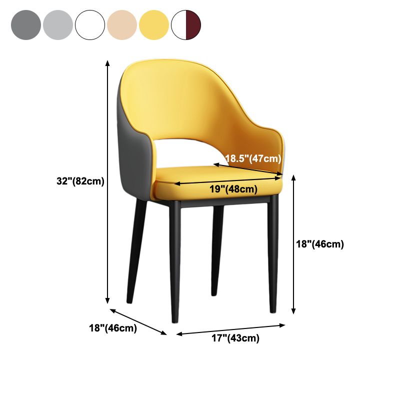 Scandinavian Meeting Room Open Back Arm Chair Matte Finish Leather Dining Chair Clearhalo 'Dining Chairs' 'Dining Tables & Seating' 'dining_chair' 'furn' 'furn_dining_chair' 'Furniture' 'Kitchen & Dining Furniture' 1200x1200_991cb3bb-5143-49b8-b860-dc747ed3bd22