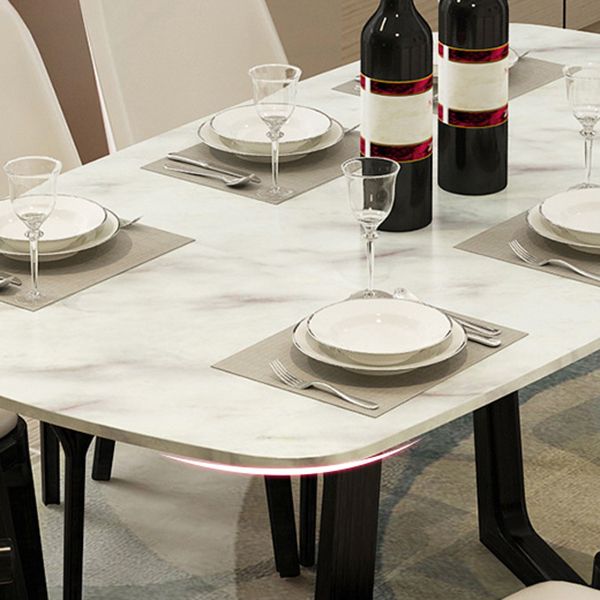 Contemporary Stone Rectangle Dining Table Matte Finish Sled Base Table Clearhalo ' dining_table' 'Dining Tables & Seating' 'Dining Tables' 'furn' 'furn_dining_table' 'Furniture' 'furniture_dining_table' 'Kitchen & Dining Furniture' 'kitchen&dining_furn' 'kitchen' 'kitchen_dining_table' 1200x1200_991f0d5e-f13e-4ee4-8dd9-b3375027b6e2