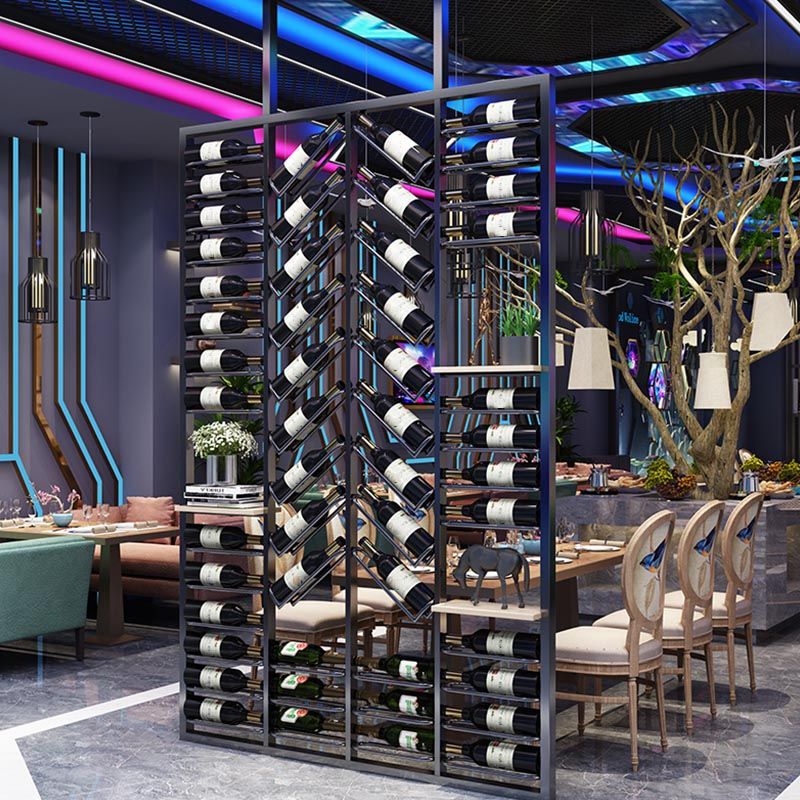 Industrial Metal Wine Bottle Holder Black Floor Bottle Wine Rack 5.9"Wide Clearhalo 'furn' 'furn_wine_racks' 'Furniture' 'Kitchen & Dining Furniture' 'Wine Racks' 'wine_racks' 1200x1200_991f897d-5d44-4827-96fd-0242c047822a