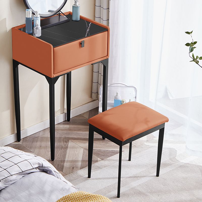 Wood/Stone Vanity Set with Stool, 1 Drawer Modern Dresser - 30.7" H Clearhalo 'Bedroom Furniture' 'furn' 'furn_makeup_vanities' 'Furniture' 'Makeup Vanities' 'makeup_vanities' 1200x1200_991fe761-8420-4ef1-9cca-9cfcd1083633