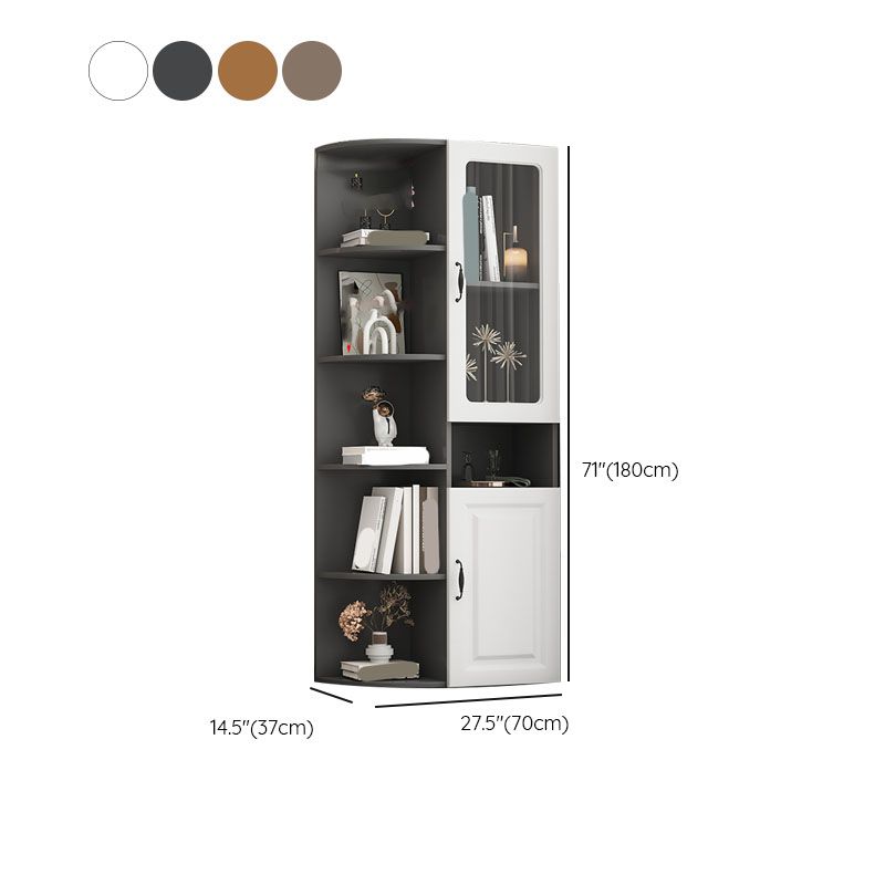 70.9" Tall Modern Glass Paned Bar Pulls Accent Cabinet with Shelves