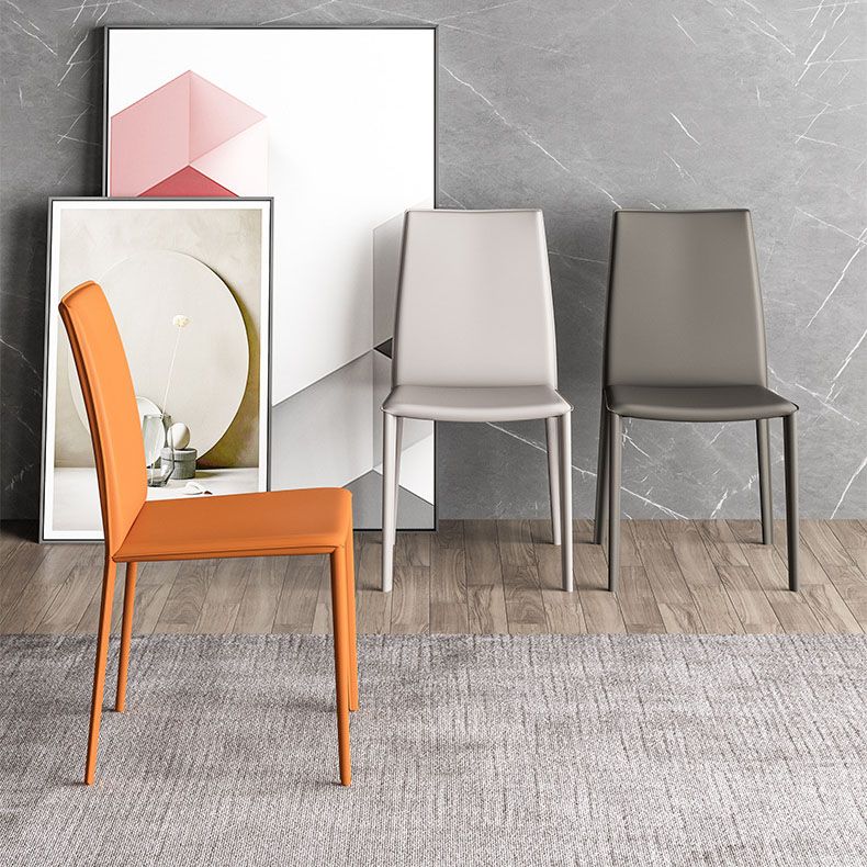 Contemporary Leather Curved Dining Chair Parsons Chair for Brasserie Clearhalo ' kitchen&dining_furn' 'Dining Chairs' 'Dining Tables & Seating' 'dining_chair' 'furn' 'furn_dining_chair' 'Furniture' 'furniture_dining_chair' 'Kitchen & Dining Furniture' 'kitchen' 1200x1200_99231355-c3a9-4509-b0c7-c33deadd1fe5