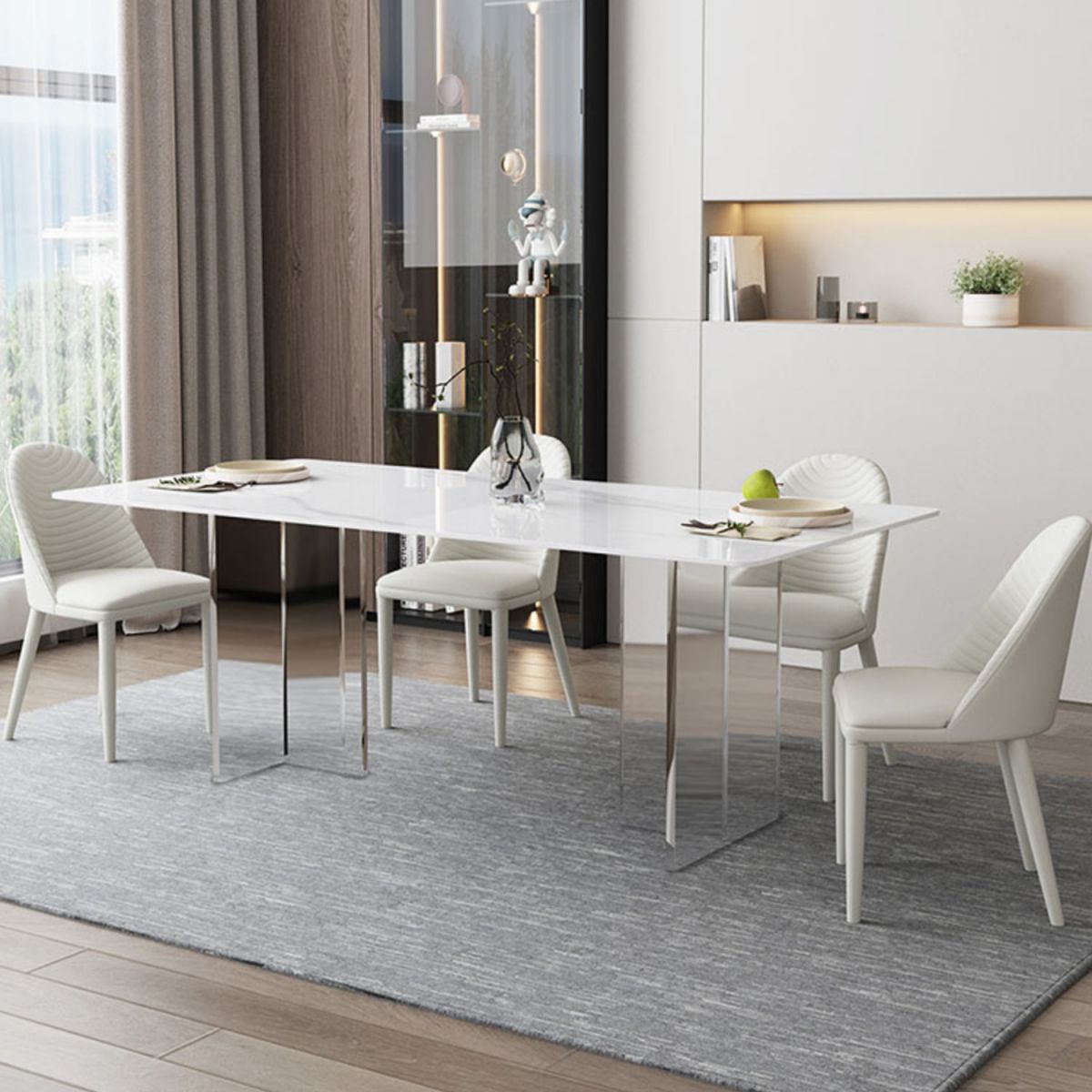 Modern Rectangle Dining Table White Sintered Stone Dining Table with Acrylic Base for Kitchen Clearhalo ' dining_table' 'Dining Tables & Seating' 'Dining Tables' 'furn' 'furn_dining_table' 'Furniture' 'furniture_dining_table' 'Kitchen & Dining Furniture' 'kitchen&dining_furn' 'kitchen' 'kitchen_dining_table' 1200x1200_992613e4-8168-4c9d-bd46-ee201cd3da2b