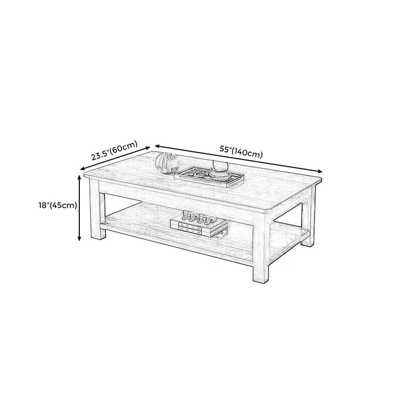 Modern Style Solid Wood Top Walnut/wood Color Rectangular Coffee Table
