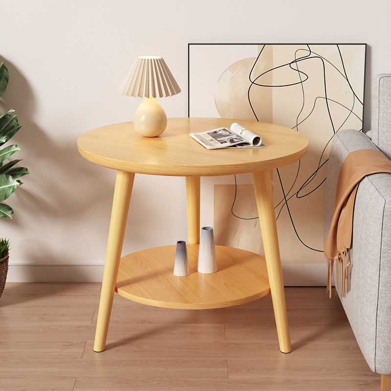 Living Room Round Wood End Table Tripod Side Table with Shelf Clearhalo 'Coffee & Accent Tables' 'End & Side Tables' 'end_side_tables' 'furn' 'furn_end_side_tables' 'Furniture' 'Living Room Furniture' 1200x1200_9926a6b7-b313-4585-b8c9-26f5731c1253