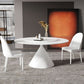 Modern Dining Table with White Pedestal Round Stone Top Dining Table without Turntable